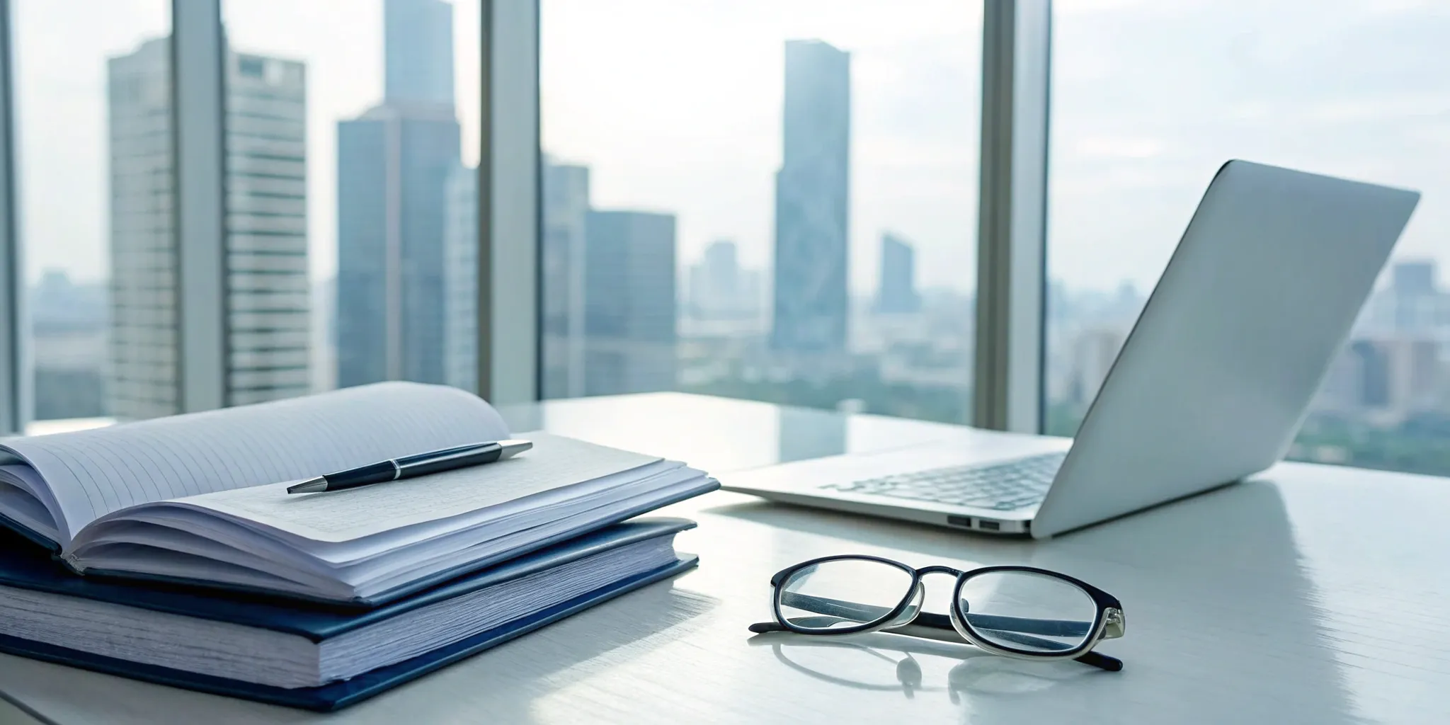 Commercial property purchase agreement essentials: Documents, pen, and laptop.