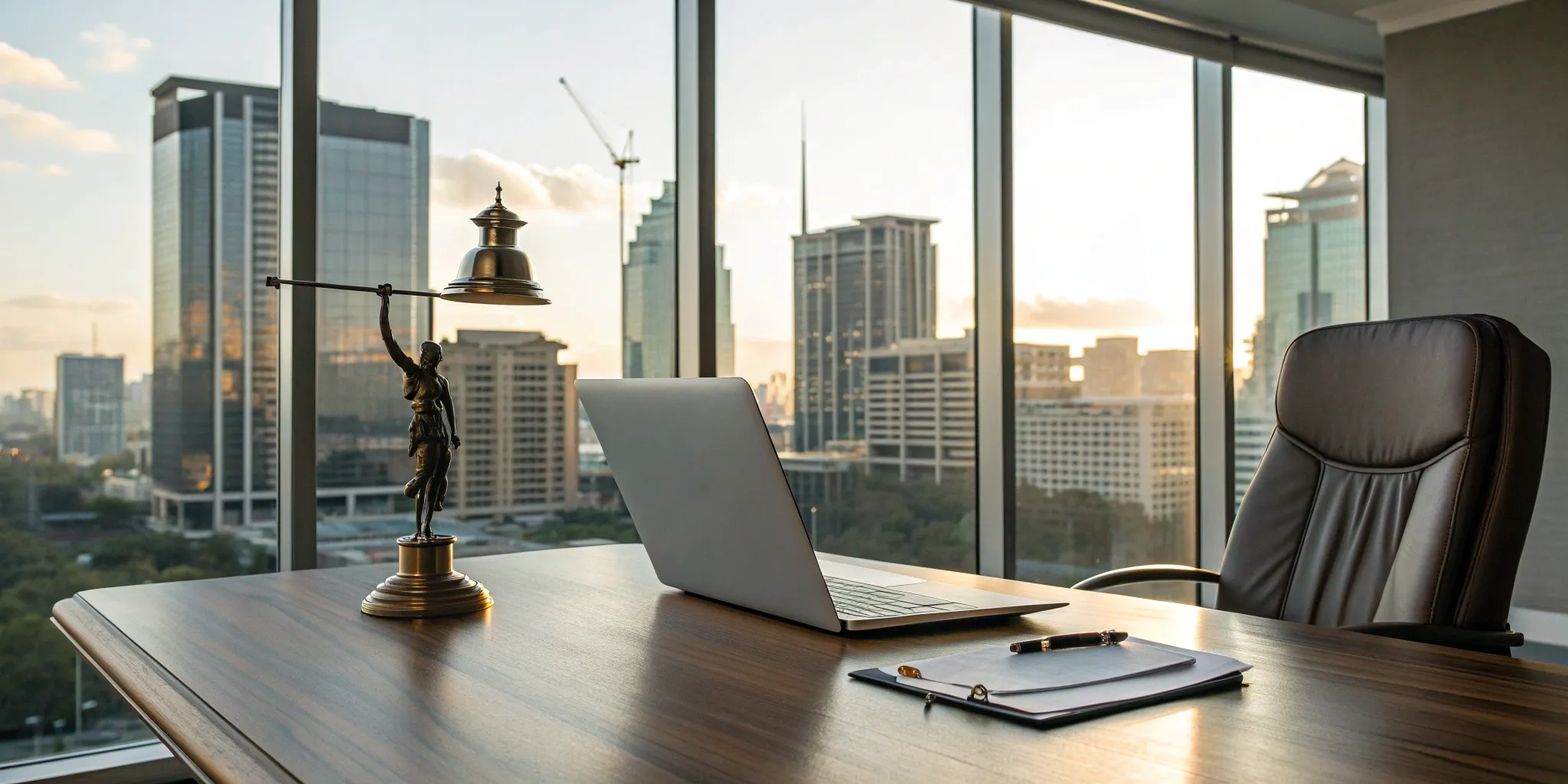 Closing agent office overlooking downtown Orlando.