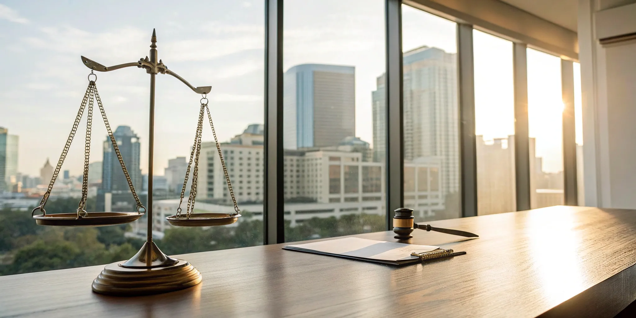 Scales of justice and gavel symbolize real estate law.