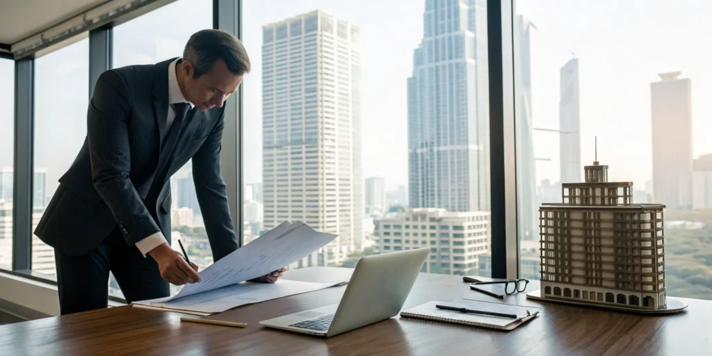 Orlando commercial real estate attorney reviewing contracts.